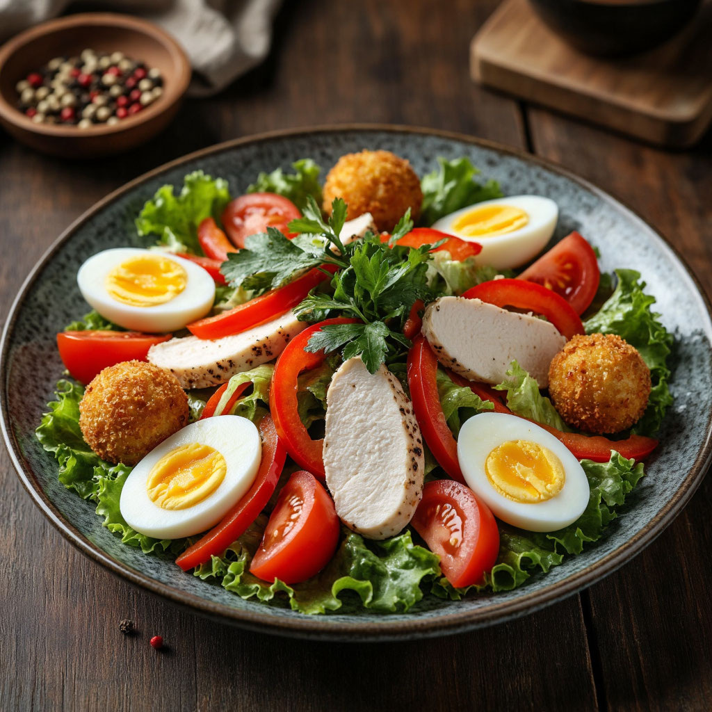 Салат с куриной грудкой и сырными шариками: оригинальное блюдо для особого случая 🥗🧀