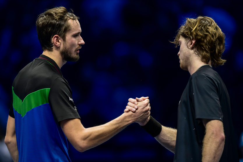    Даниил Медведев(слева) и Андрей-Рублев(справа)    
Фото: Nicolo Campo / Imago / TASS