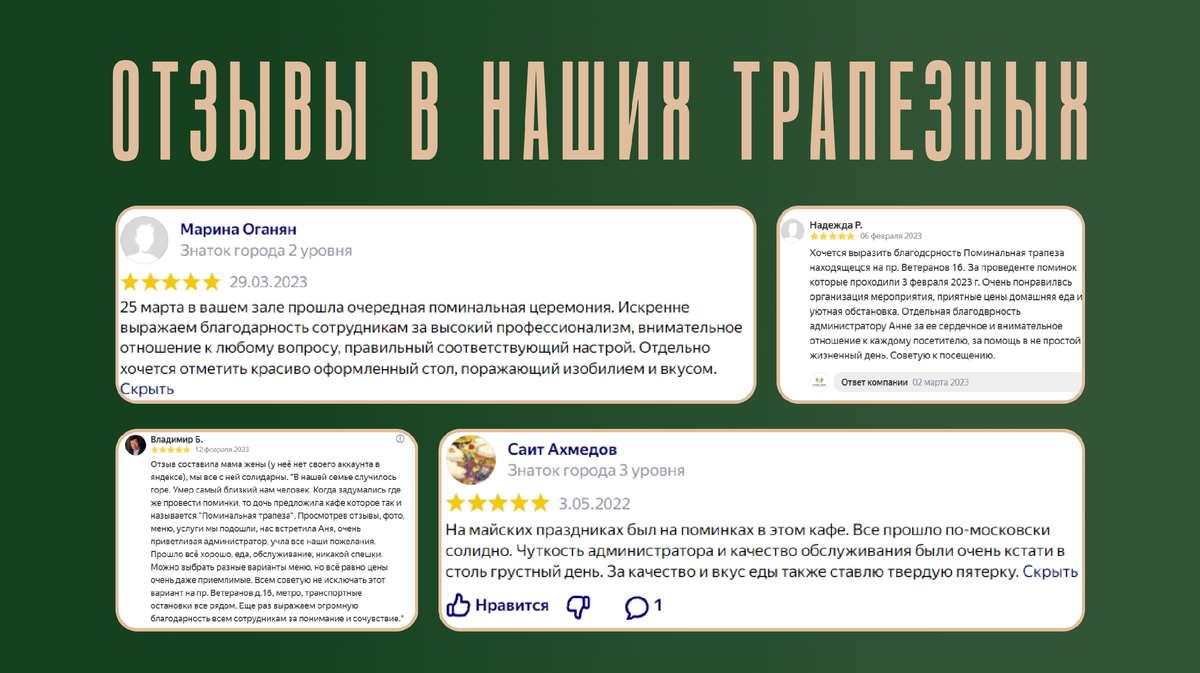 Отзывы в наших трапезных "Помним-Любим"