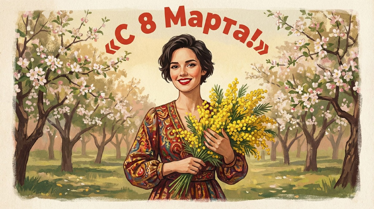 Промт для генерации такой ИИ-открытки вы найдёте ниже.