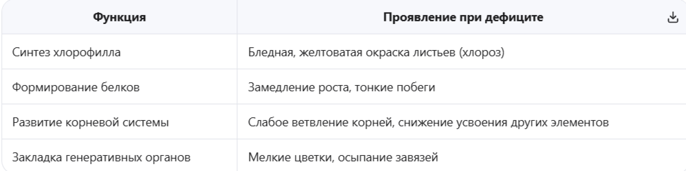 Функции азота в жизненном цикле растений