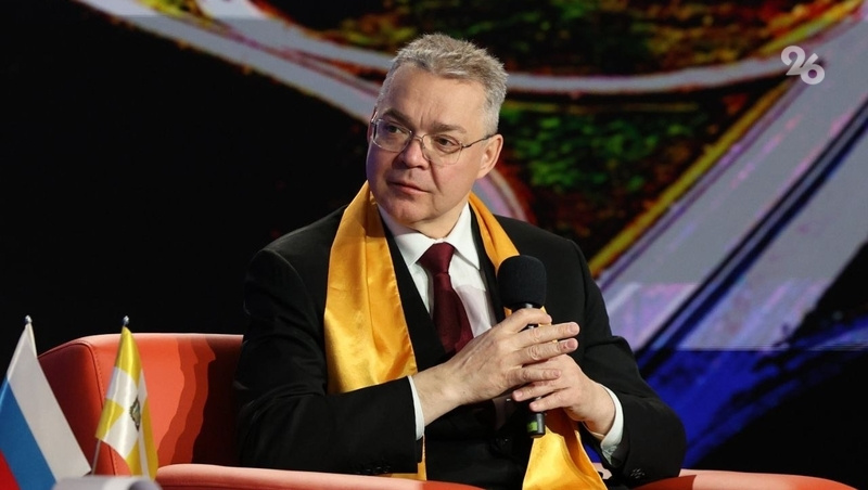    Губернатор Ставрополья Владимир Владимиров выступает с отчётом о развитии региона в Москве 27 февраля Фото: Дмитрий Ахмадуллин / / ИА «Победа26»