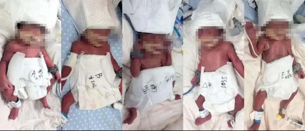 Пятерняшки, появившиеся на свет в Китае