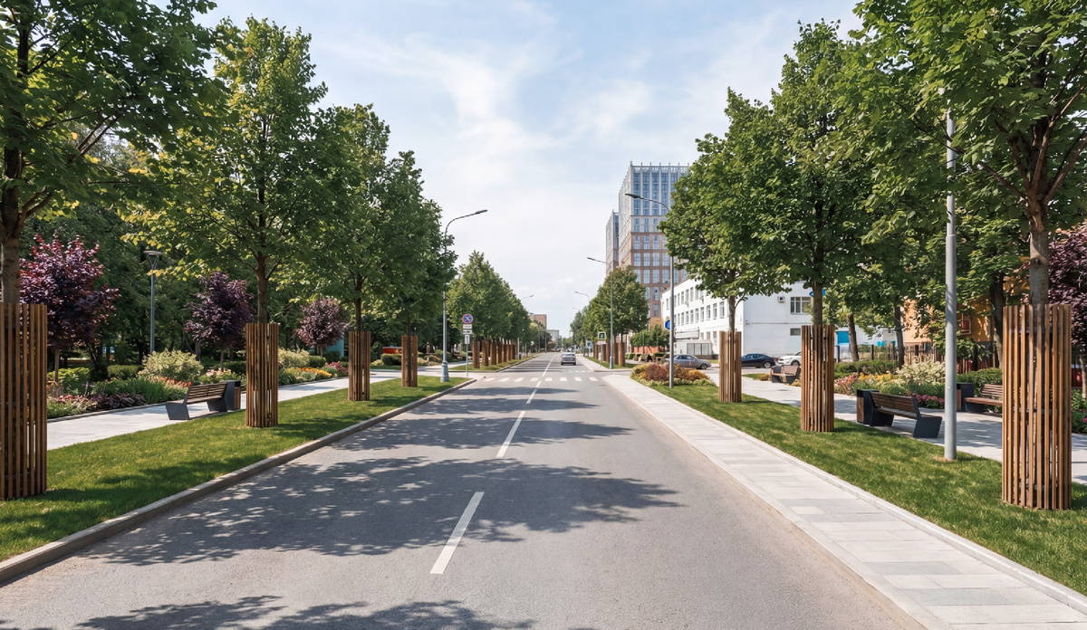 Пешеходный бульвар вдоль ул. Паршина