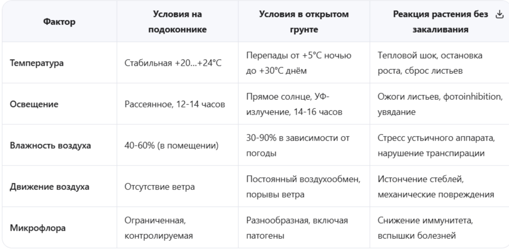Что происходит с рассадой при резкой смене условий