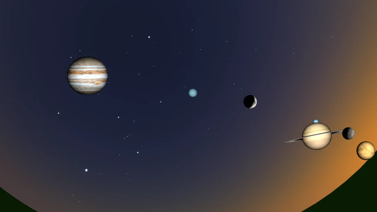 Парад планет 28 февраля 2026 года. Источник: theweathernetwork.com
