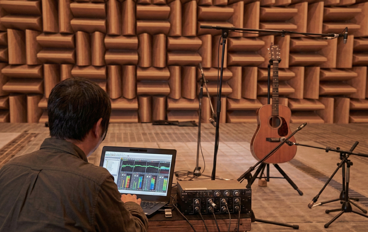 Анализ звучания акустической гитары в безэховой камере