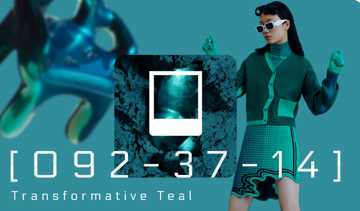 Transformative Teal (трансформирующий бирюзовый) — глубокий сине-зеленый, цвет стабильности и обновления. 