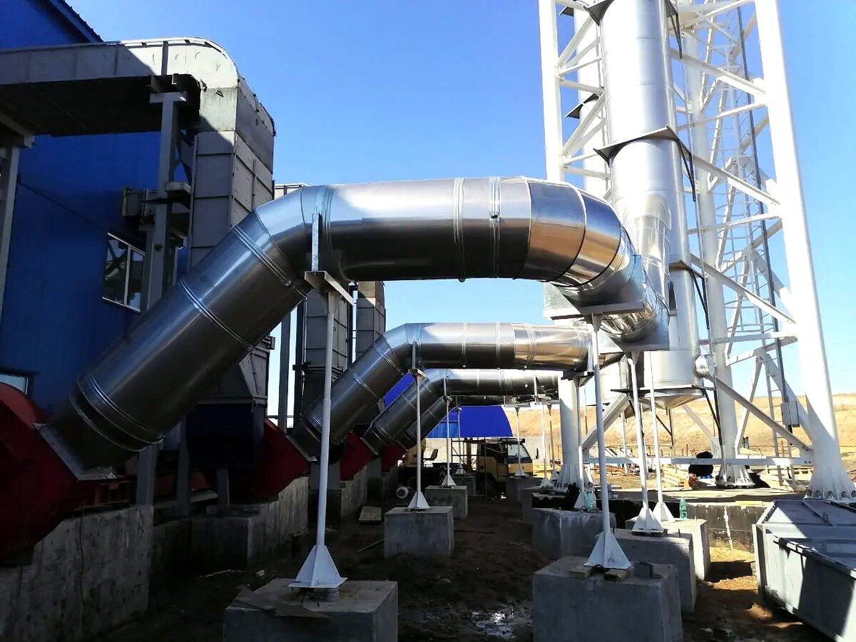 Промышленные дымовые трубы из жаропрочной нержавеющей стали для угольной котельной. Производство Уральский завод дымоходов "Модуль" 