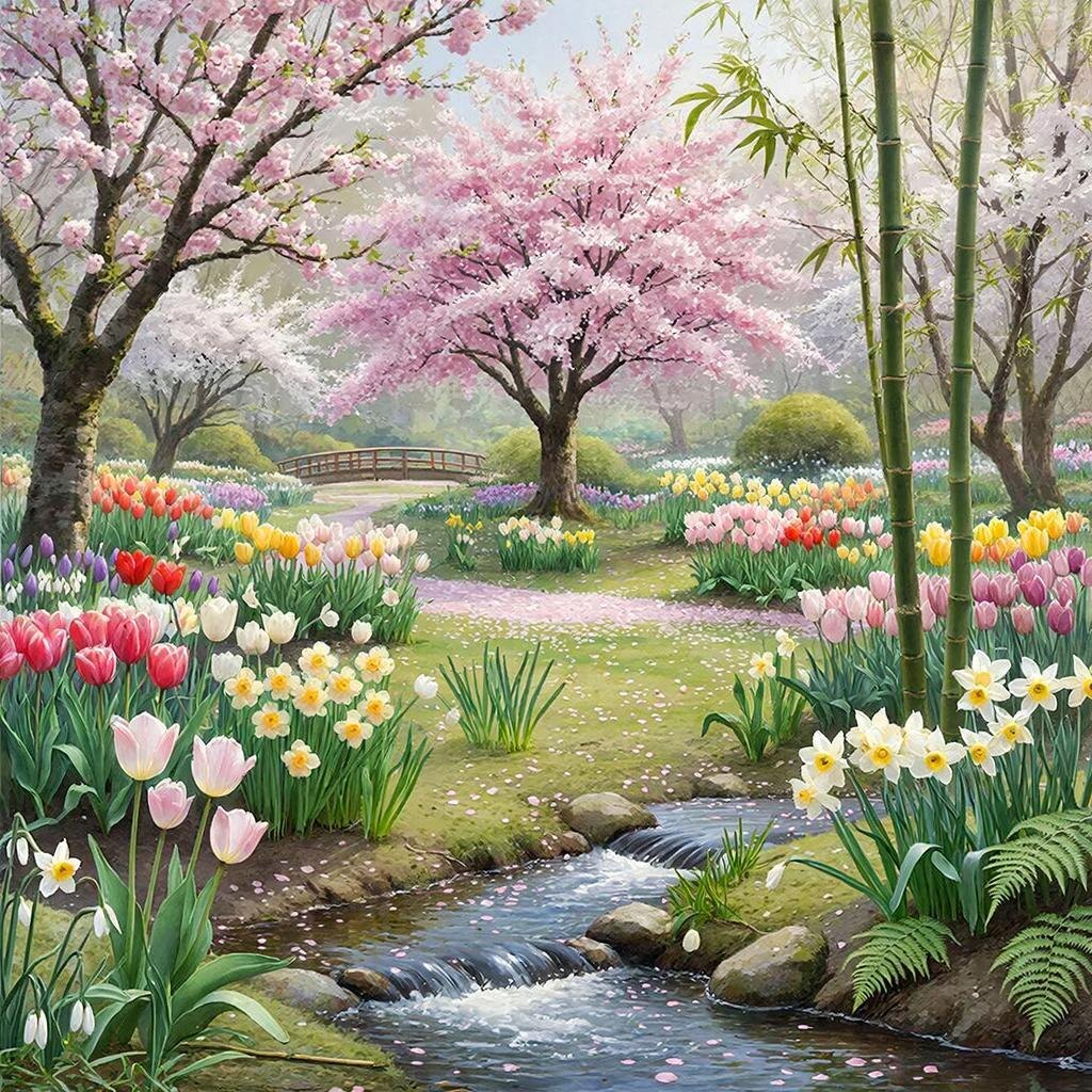 Это ИИ нарисовал. Тюльпаны, сакура, нарциссы... Весна. Цветы - весомая причина, чтобы жить.