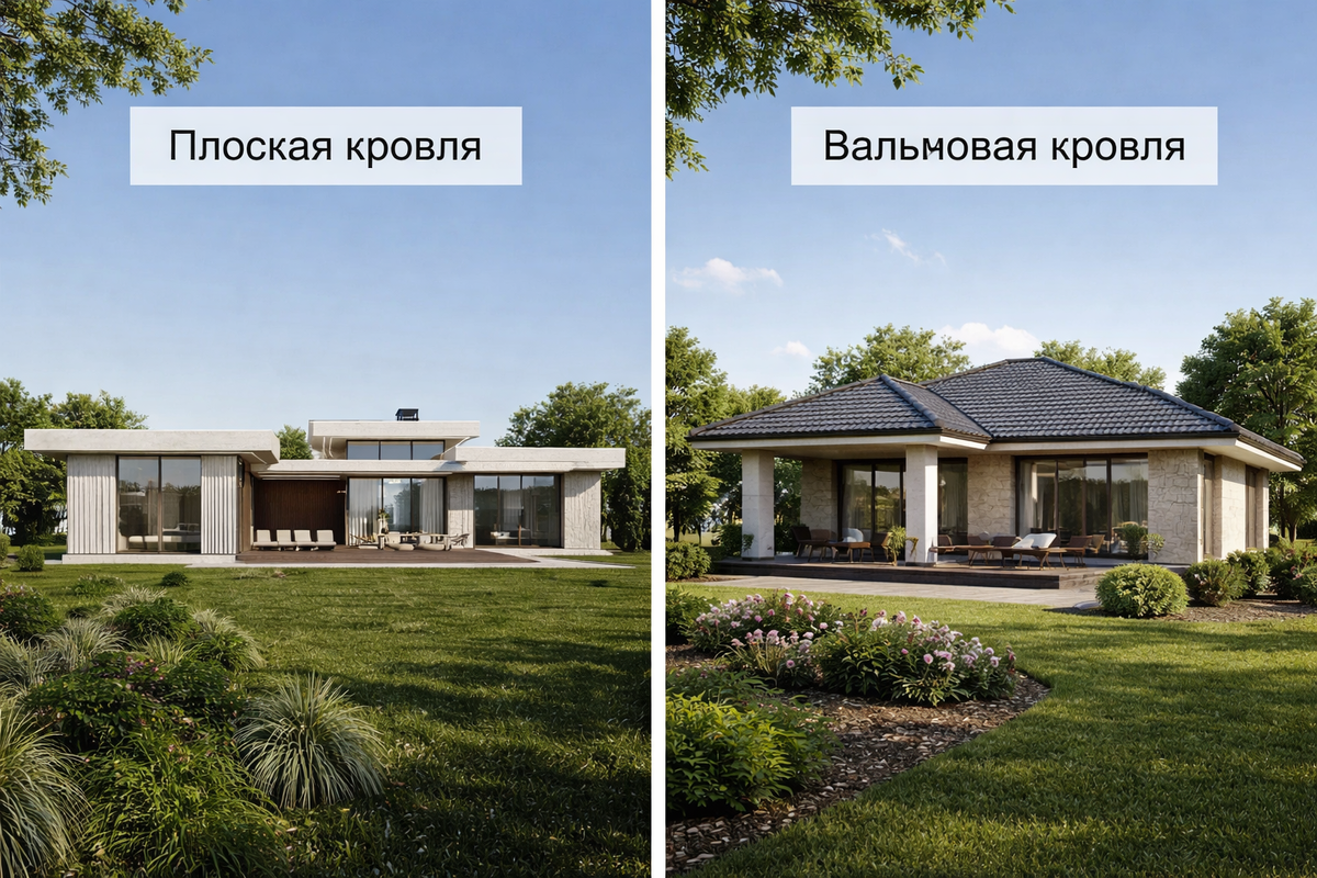 Плоская кровля или Вальмовая кровля?