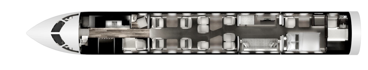 Фото: стандартная конфигурация салона Bombardier Global 7500