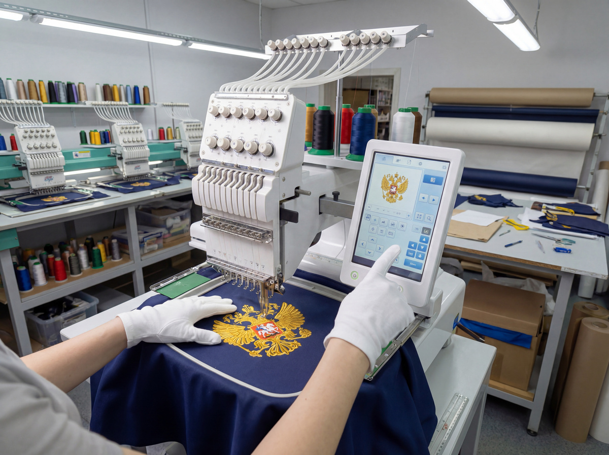 Процесс производства. Вышивальные машины с компьютерным управлением.