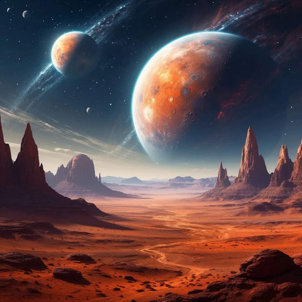 Планеты. Иллюстрация сгенерирована нейросетью