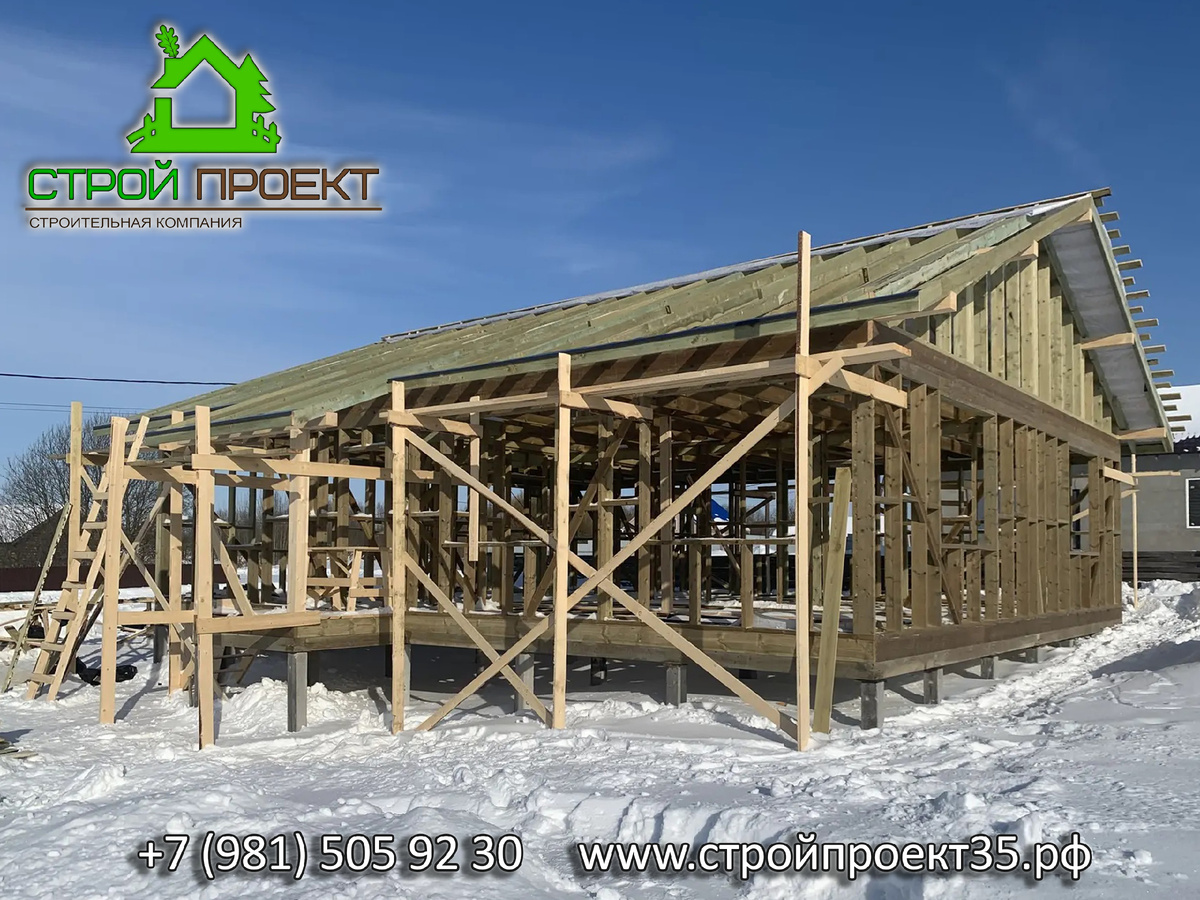 Каркасный дом на этапе строительства