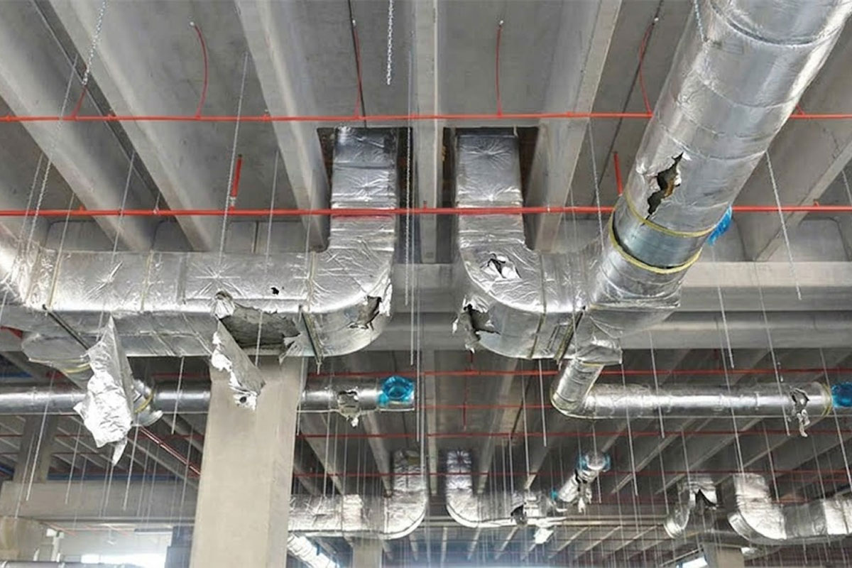 повреждение изоляции воздуховодов