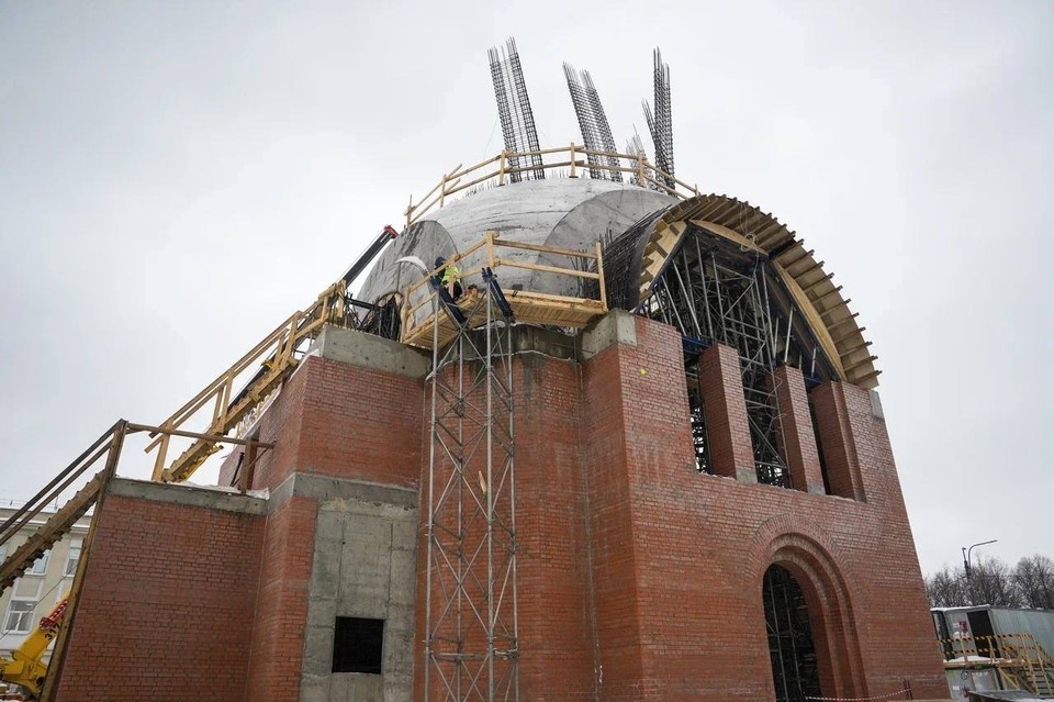    Храм начали строить год назад, работы идут по графику. Фото: t.me/a_belsky