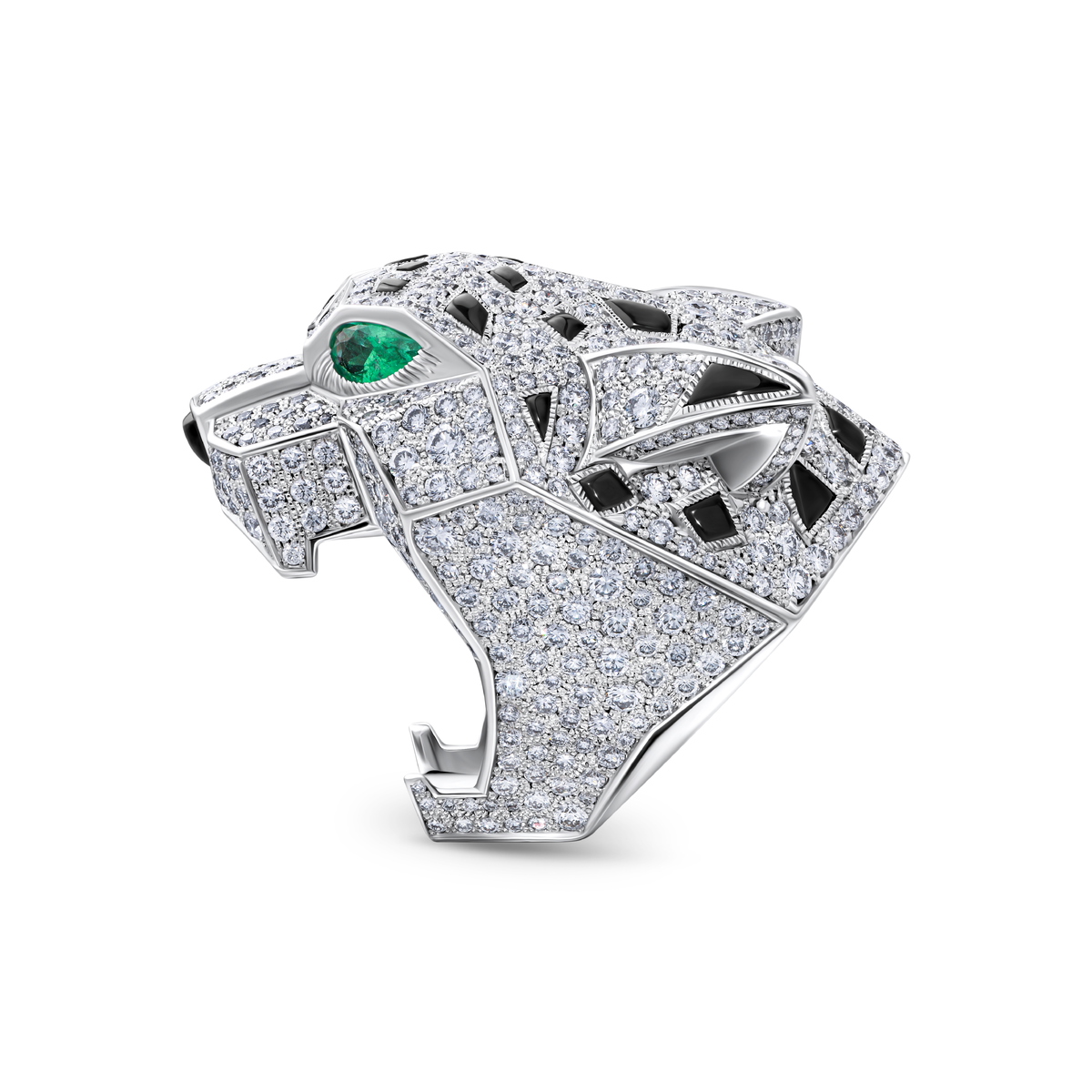 Кольцо Panthere de Cartier с бриллиантами 8,49 ct и изумрудами 0,61 ct