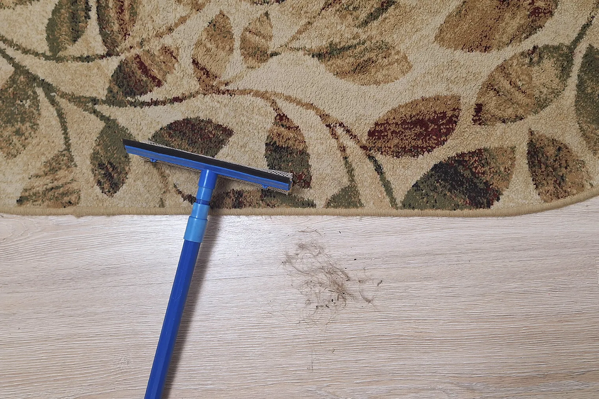 Вот сколько волос можно собрать резиновой насадкой окномойки с небольшого ковра. Фотография: Анна Киричкова