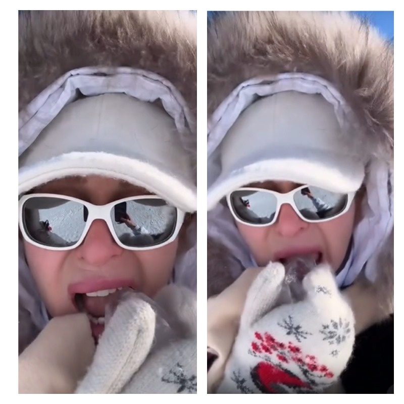 "Попробую-ка лёд Байкала на зубок! До чего же вкусно! Как и говорил SHAMAN. Ради такого льда и зубов не жалко" /коллаж автора