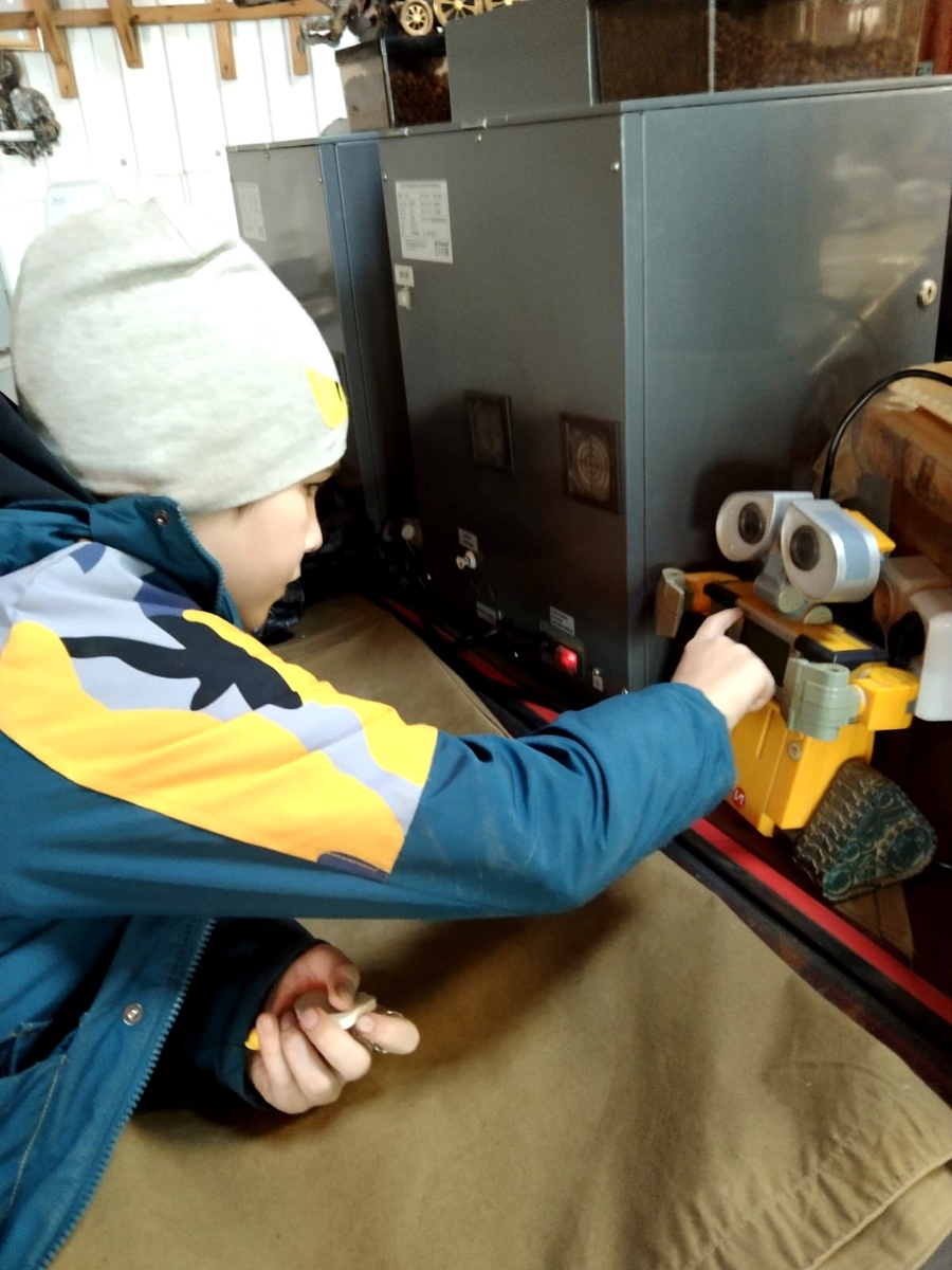 Помните мультик про маленького робота ВАЛЛ-И, вот Сеня его обнаружил на выставке изделий из промышленных отходов. 