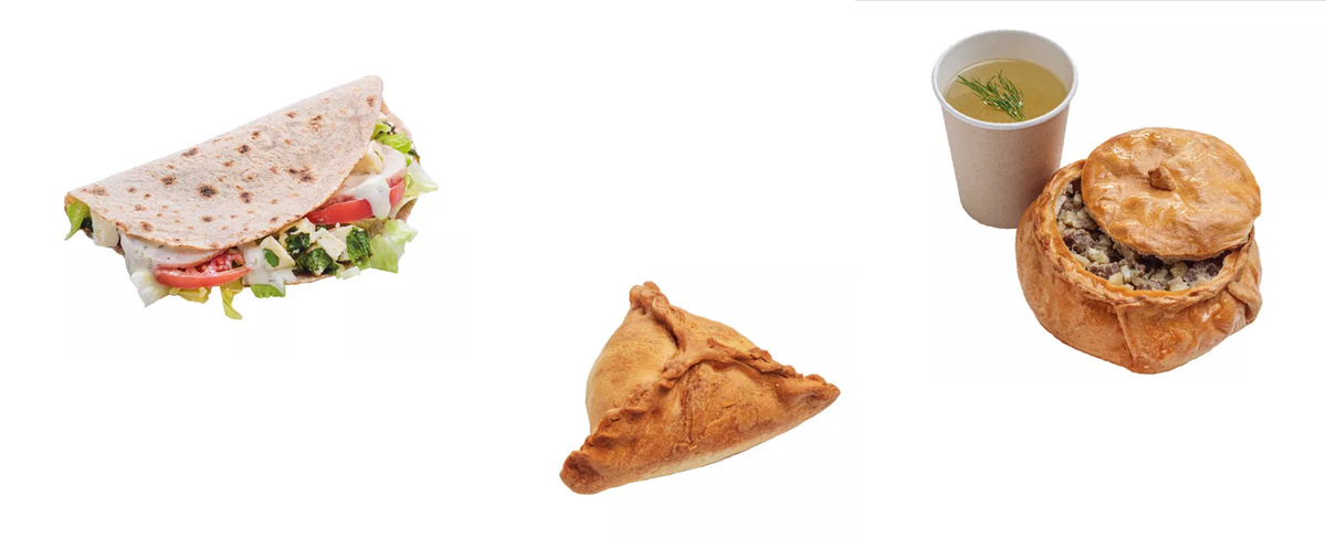     Кыстыбый, эчпочмак и балеш (пирог с начинкой), фото из меню ресторана «Кыстыбый»