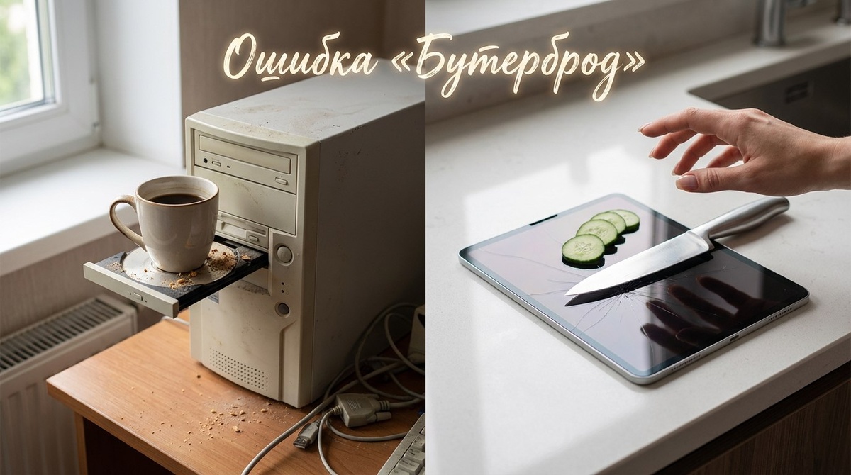 Старая, но вечная история о том, как пользователи принимают выдвижной лоток CD-привода (помните такие?) за очень удобный подстаканник.