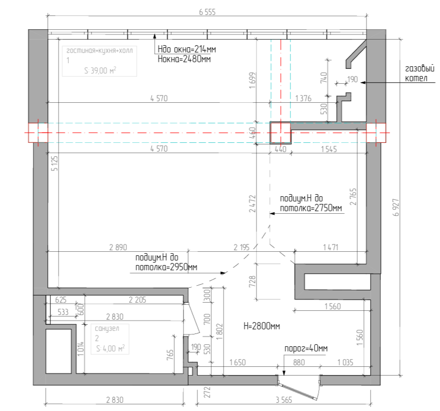 Квартира была с ремонтом, сделанным в нулевых. Заказчик купил квартиру с целью приезжать отдыхать самому в Сочи и под сдачу в аренду. Поэтому задачи стояли конкретные, отделить спальное место, сделать комфортную зону кухни и гостиной, сделать продуманные места для хранения, сделать полноценный санузел с душем и другими наполняющими. 