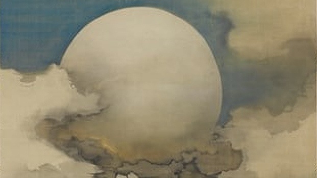     Судзуки Сенэн. Луна в облаках. Подвесной свиток (фрагмент). Япония. Конец XIX - начало XX века