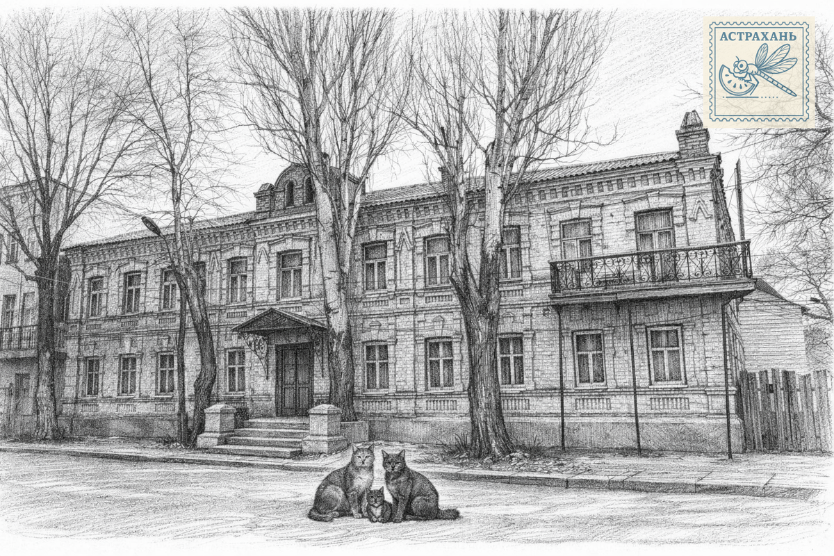 Доходный дом на ул. М. Аладьина 15, каким я его вижу в начале 20-го века. P.S. Да, я вижу, что дерево у входа растет прямо из лестницы. ИИ - тот еще затейник, но исправить ситуацию у меня пока не получается. 