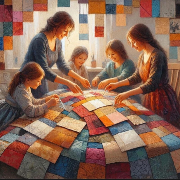 ИИ помог мне в картинке передать атмосферу нашего лоскутного уголка в новом месенджере))