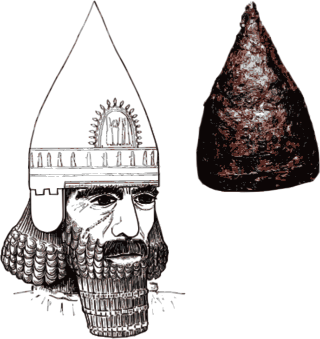 Рисунок ассирийского шлема. Фото является общественным достоянием.