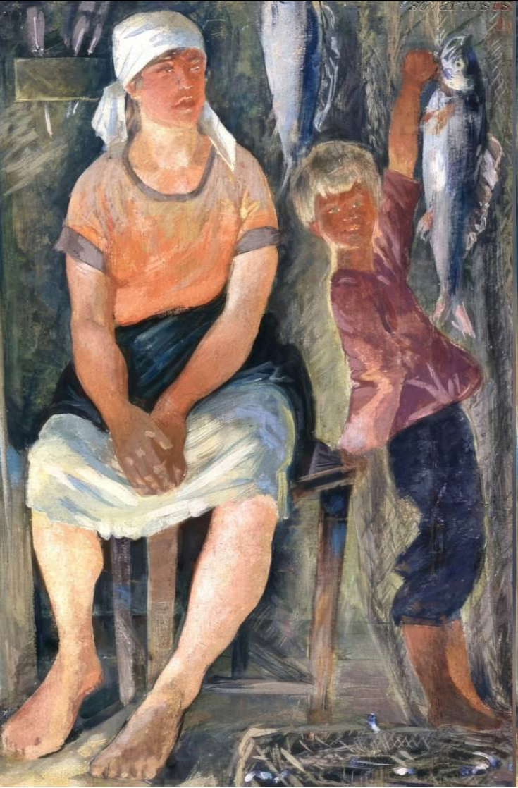 Александр Самохвалов. «В семье рыбака». 1926