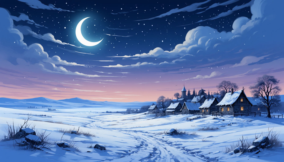 Месяц бледный, словно облако... Изображение от ИИ Шедеврум