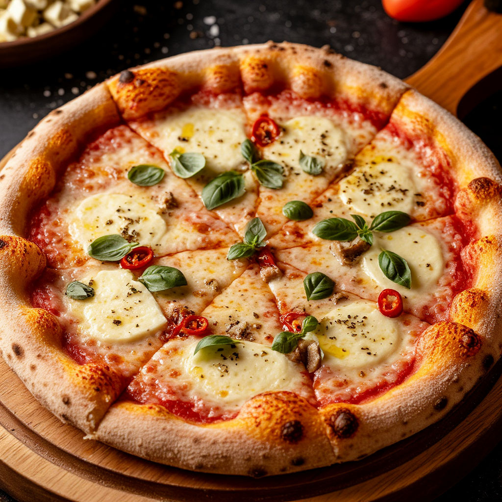 «Белое пламя: Пять сыров, Трюфельный мед и Чили-груша».