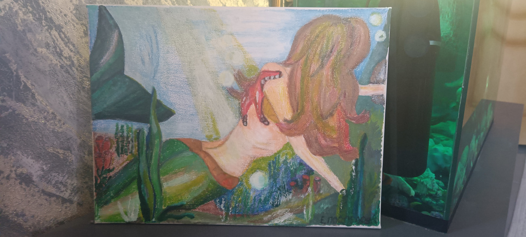 Русалка готова к обмену на донат 👍. Холст 30*40 см, на подрамнике, масло