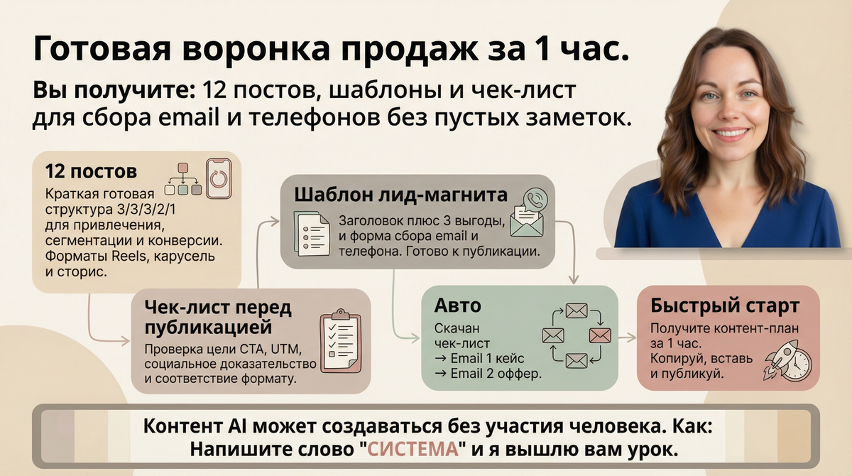 Воронка продаж — готовая серия постов, шаблон и чек-лист Оксана Солдатова