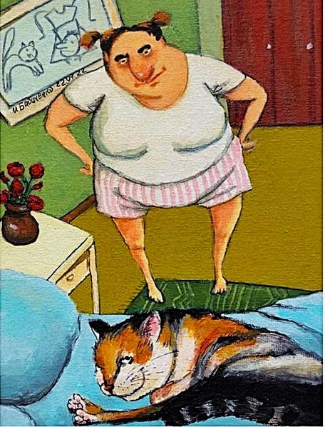 Художник Ирина Бабиченко (на кровати ДВА кота)