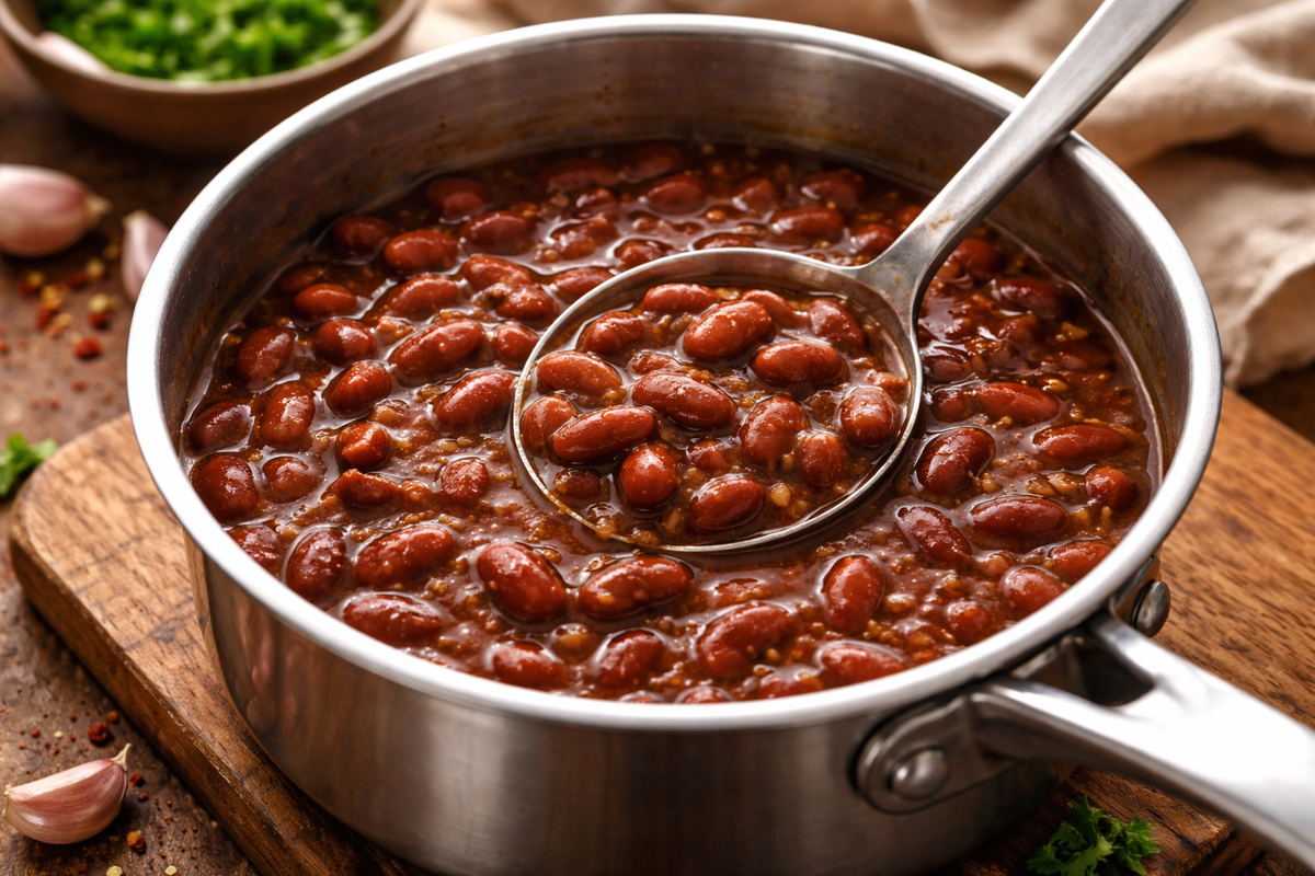 Фасоль варится в кастрюле 