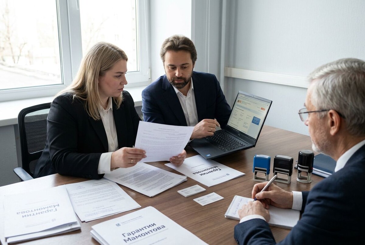 банковская гарантия условия — бизнесмен изучает документ с печатью