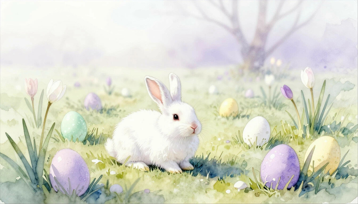 Традиционные символы Остары: крашенные яйца, первоцветы, зайцы, аисты