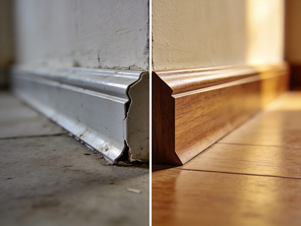 Слева — "сэкономили, никто не заметит". Справа — "делаем для себя". Чувствуете разницу? Сегодня расскажу, почему плинтус нельзя брать за 80 рублей.