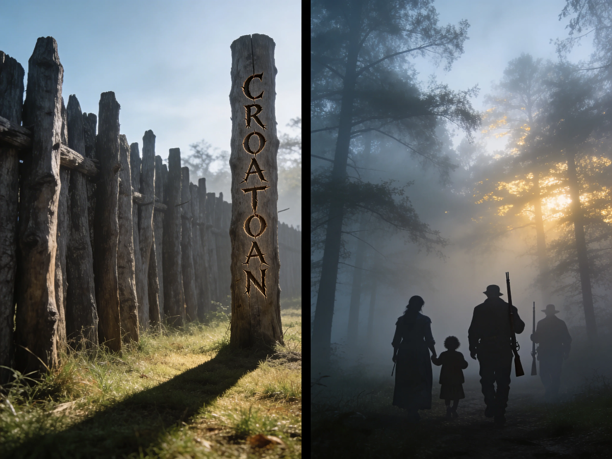 Они оставили только одно слово. Ни креста, означающего бедствие. Ни братской могилы. Только «CROATOAN» на частоколе — и 115 человек, шагнувших в лес. 400 лет спустя мы всё так же смотрим на этот частокол и не знаем: спаслись они или исчезли навсегда.