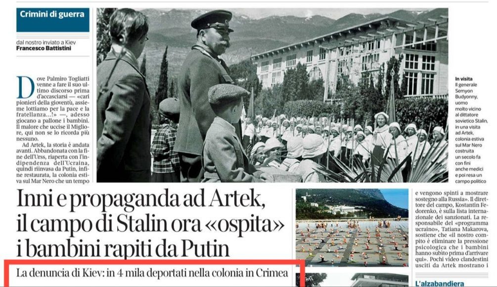   И, якобы, отбирал «меню» вождю лично маршал Семён Буденый. Вот он плотоядно ухмыляется на фото. Скрин сайта Corriere Della Sera.