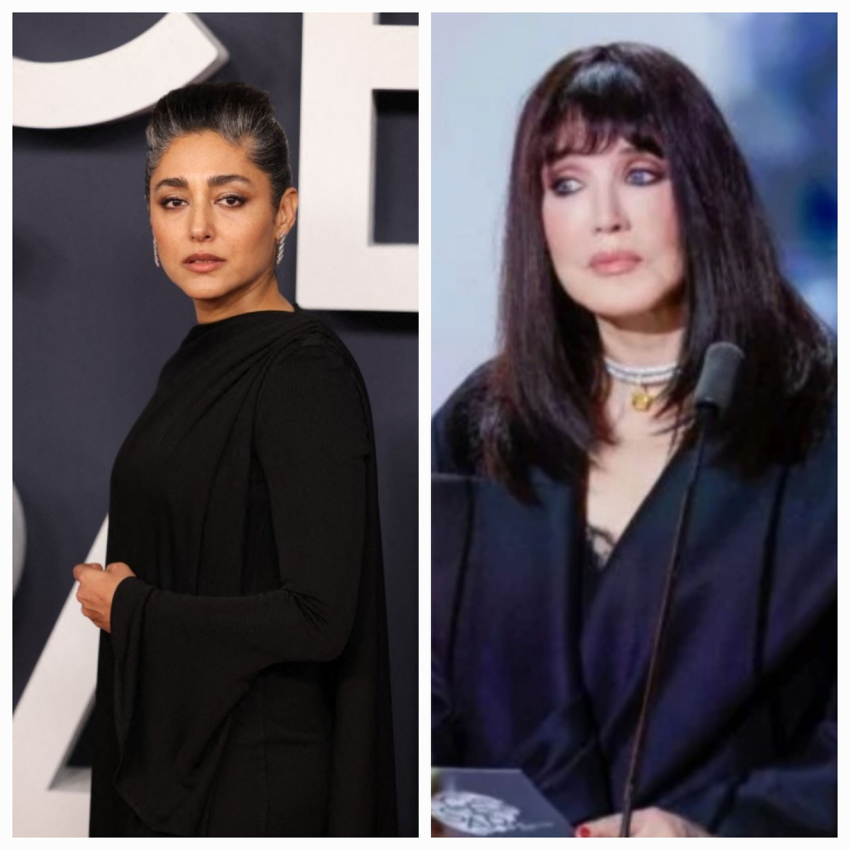 Актрисы Гольшифте Фарахани и Изабель Аджани на премии Cèsar 2026. Материал: Marie Claire и Closer.