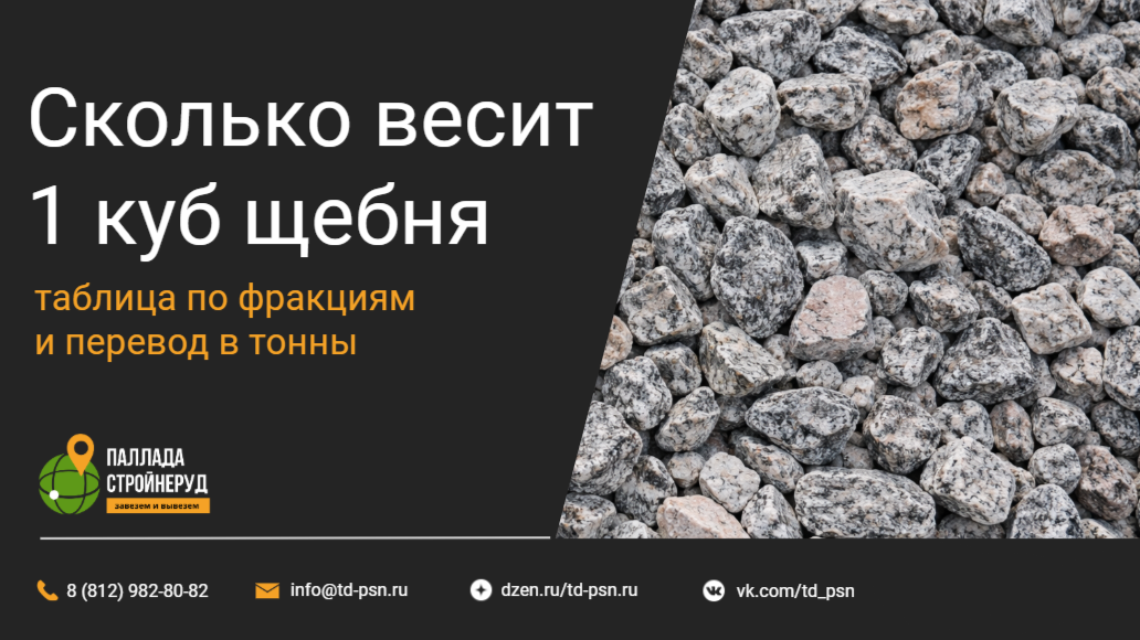 Сколько весит 1 куб щебня