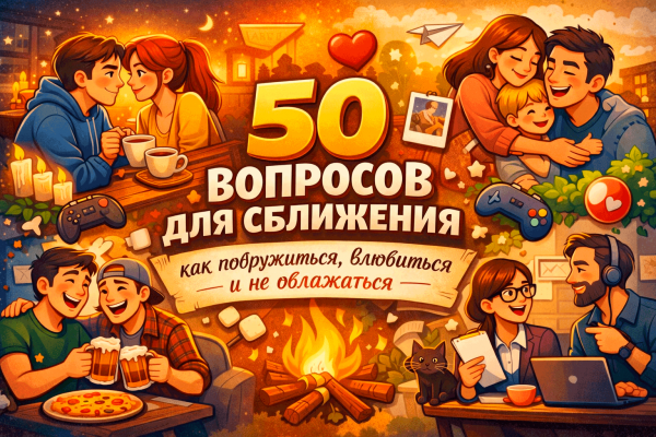 50 вопросов для сближения 💥 Как подружиться, влюбиться и не облажаться (даже если вы интроверт) 😄