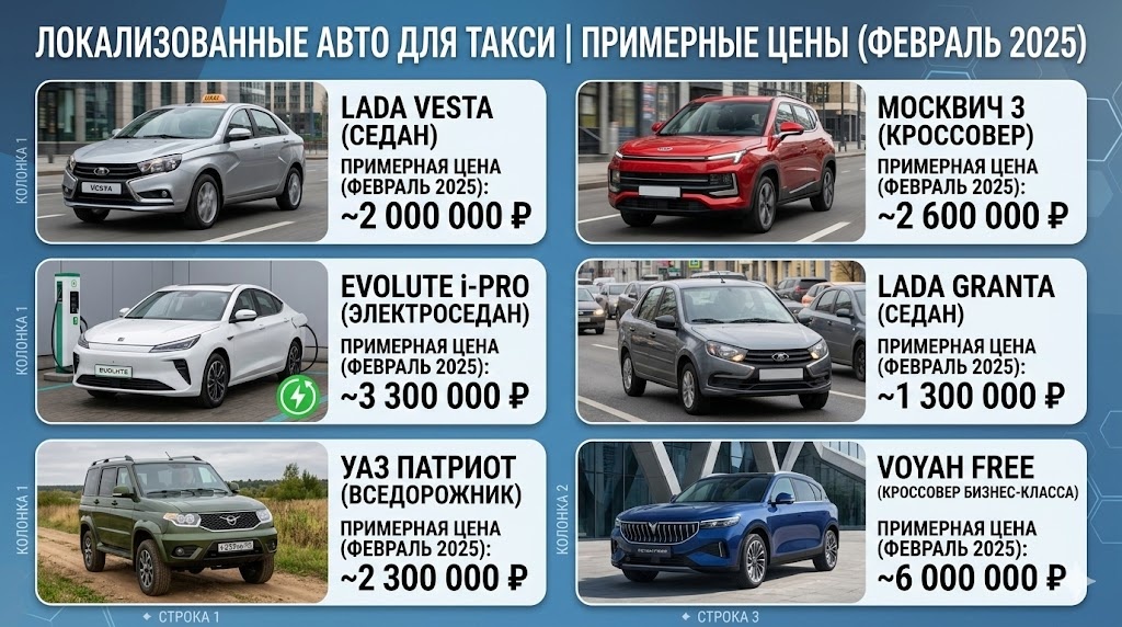 Коллаж из некоторых разрешенных машин. Первый список