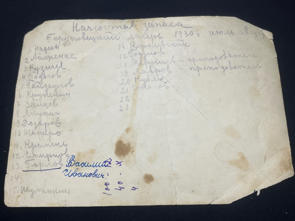 Обратная сторона фото со списком Начсостава.