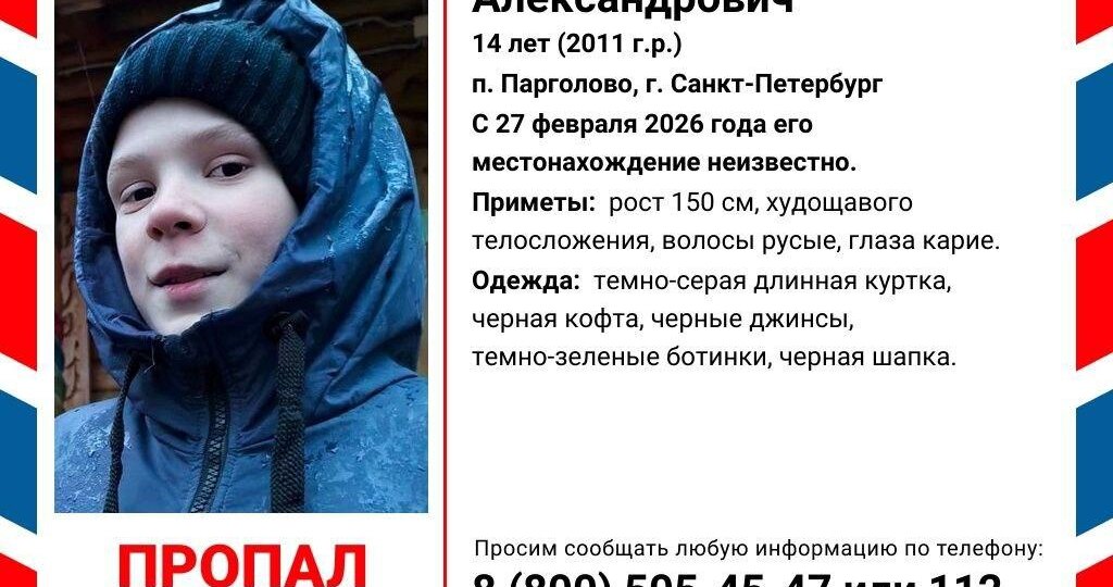 В Петербурге пропал подросток, его местонахождение неизвестно с 27 февраля